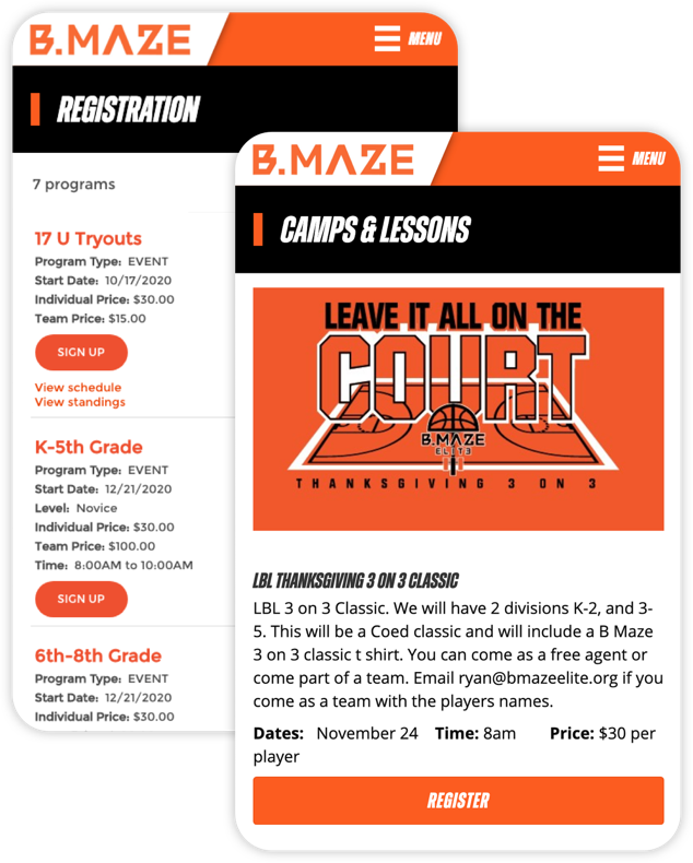 REGISTER FOR YOUR NEXT LEAGUE OR EVENT visual data 5